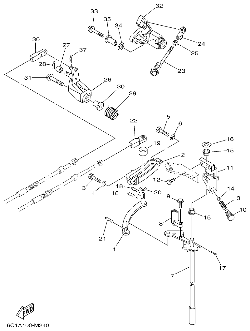 Yamaha FT50JET, FT60GET CONTROL parts diagram